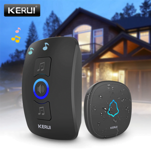 KERUI – sonnette intelligente sans fil imperméable à l’eau, alarme de sécurité à domicile, lumière LED