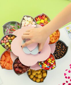 Boîte à bonbons rotative Multifonction en forme de fleur pour bonbons de noix, fruits séchés