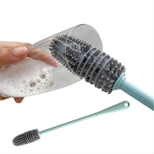 Brosse de nettoyage de tasse en Silicone, outil de nettoyage de cuisine avec manche Long