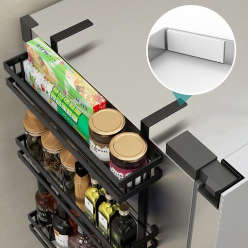 Étagère de rangement magnétique pour réfrigérateur à 3 niveaux multifonctionnel avec Kit de crochet suspendue pour cuisine