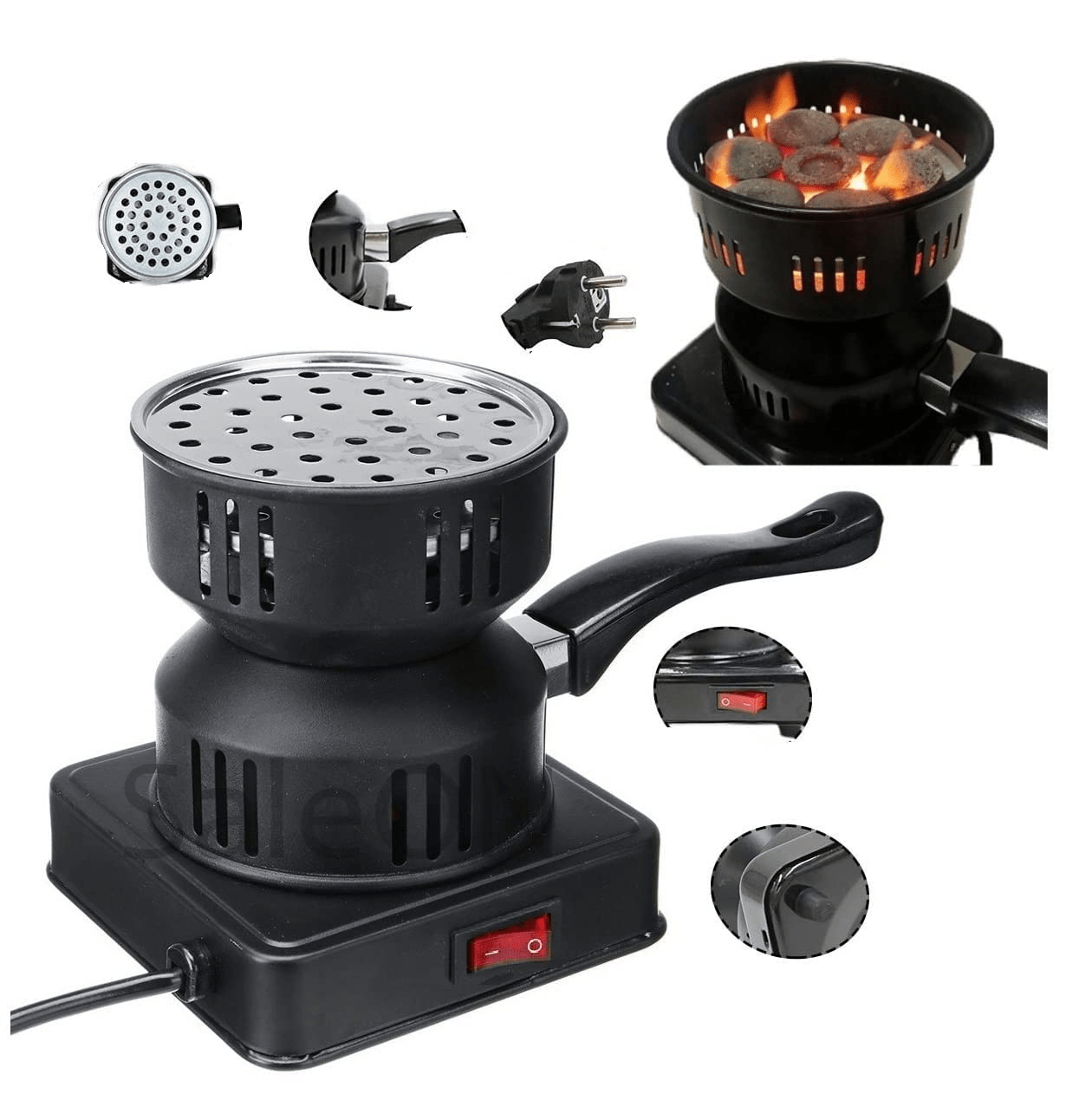 Réchaud électrique en acier inoxydable rapide 500 W avec poignée amovible Grille intelligent de la chaleur cuisine barbecue 5M