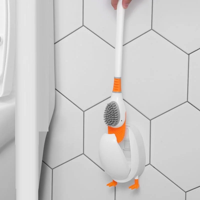 Brosse de toilette en silicone canard avec support