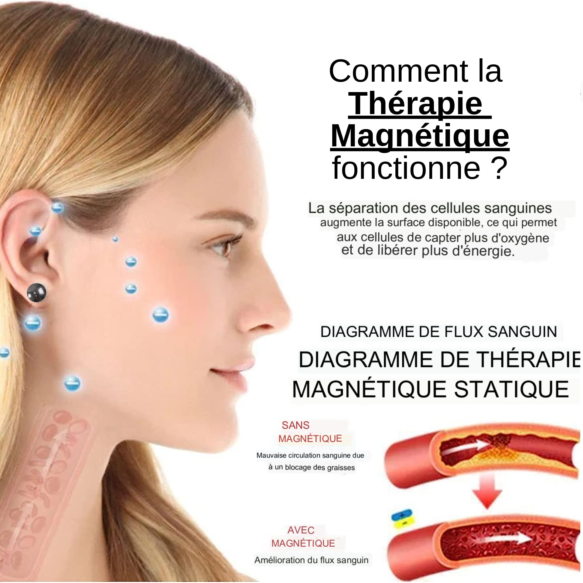 Paire de Boucles d'Oreilles Bio-magnétique multifonctionnelles acupression anti douleurs et perte de poids