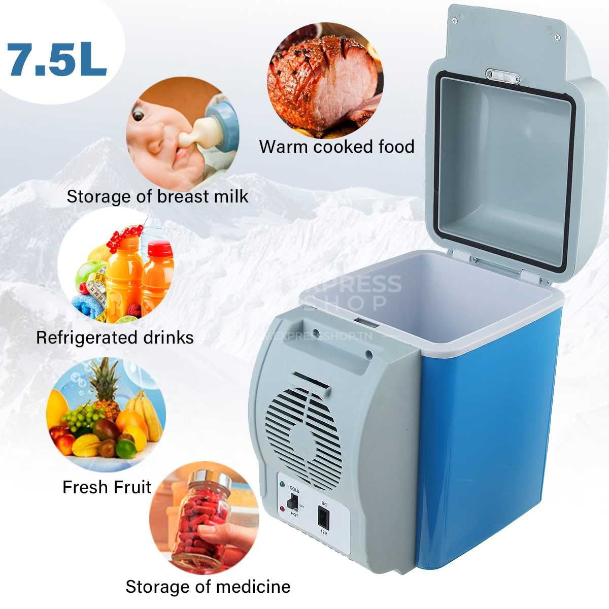 6en1 Réfrigérateur Portable Refroidisseur Et Réchauffeur De 7,5 Litres Pour Camping Voyage En Plein Air, Lait Maternel, Médicaments, Voiture
