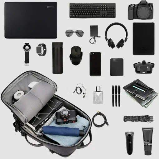 Sac à dos d'affaires 35L étanche pour ordinateur portable homme femme,  extensibles, chargement USB, multifonction, 17 pouces