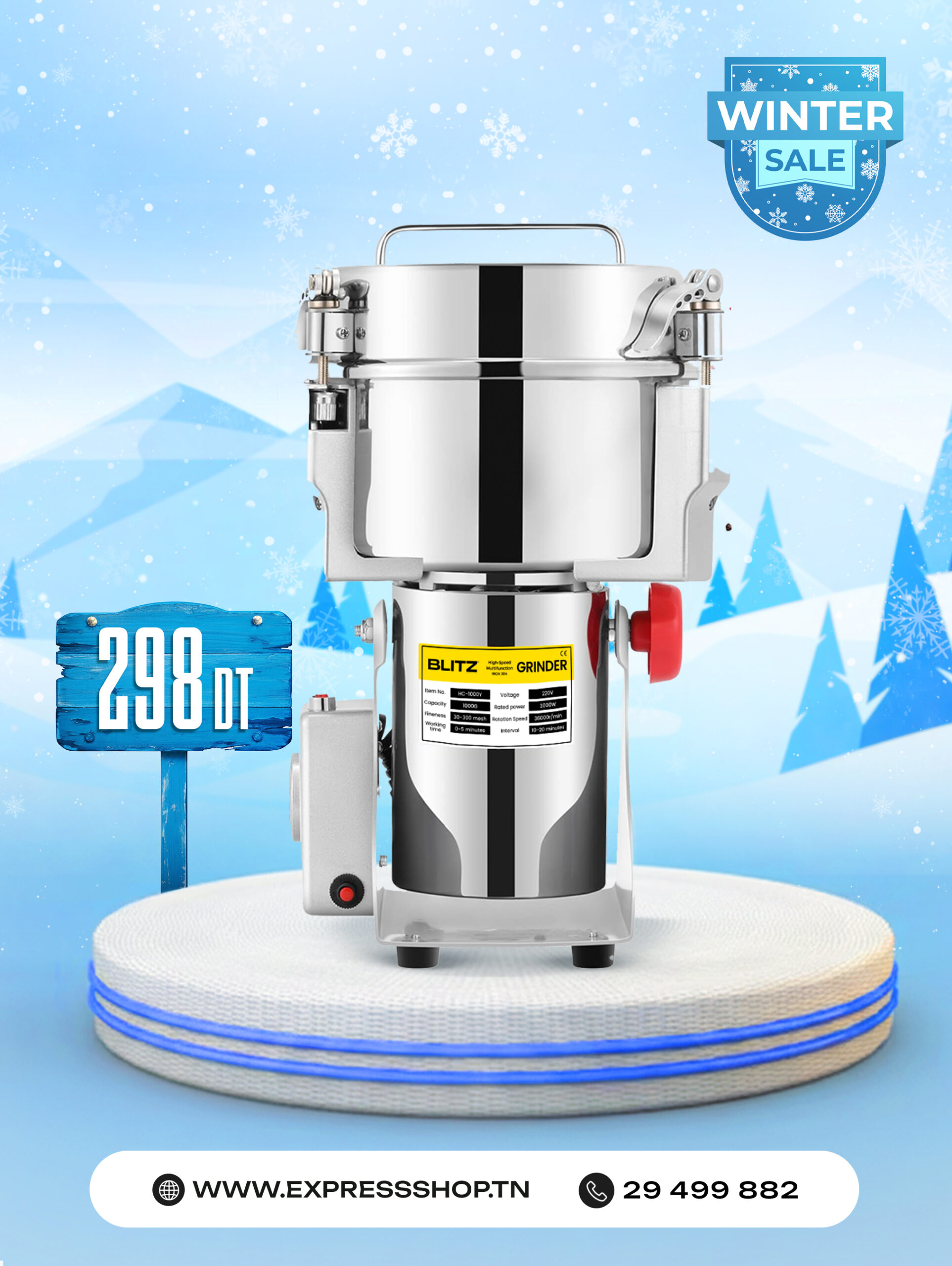 Blitz- Broyeur électrique 1KG Multifonction en acier inoxydable grande vitesse 3000W moteur en cuivre (Original) Blitz- Broyeur électrique 1KG Multifonction en acier inoxydable grande vitesse 3000W moteur en cuivre (Original)