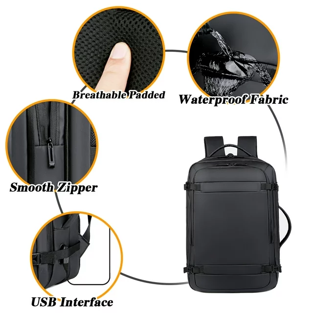 Sac à dos imperméable pour ordinateur portable pour homme, sac à dos noir,  sac léger, durable