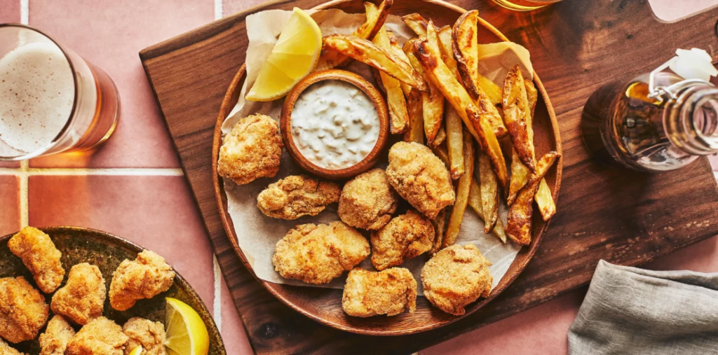 Bouchées de fish and chips à la friteuse à air