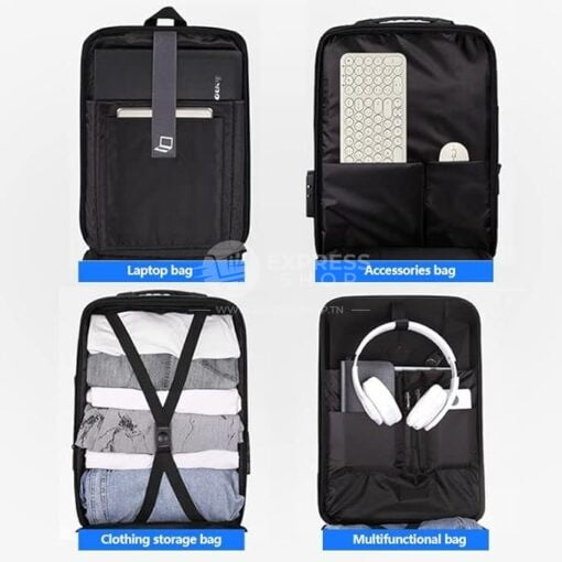 Blaze - Sac à dos pour ordinateur portable à coque rigide avec port USB pour, l'école,voyage antivol