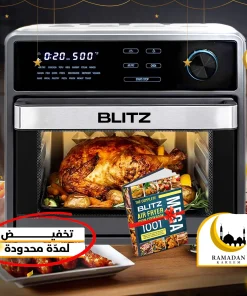 BLITZ® - MEGA 3en1 Air Fryer, Four et micro-ondes XXL Grande capacité 3 étages avec 4 Accessoires et Puissance de 2600W (USA Quality)