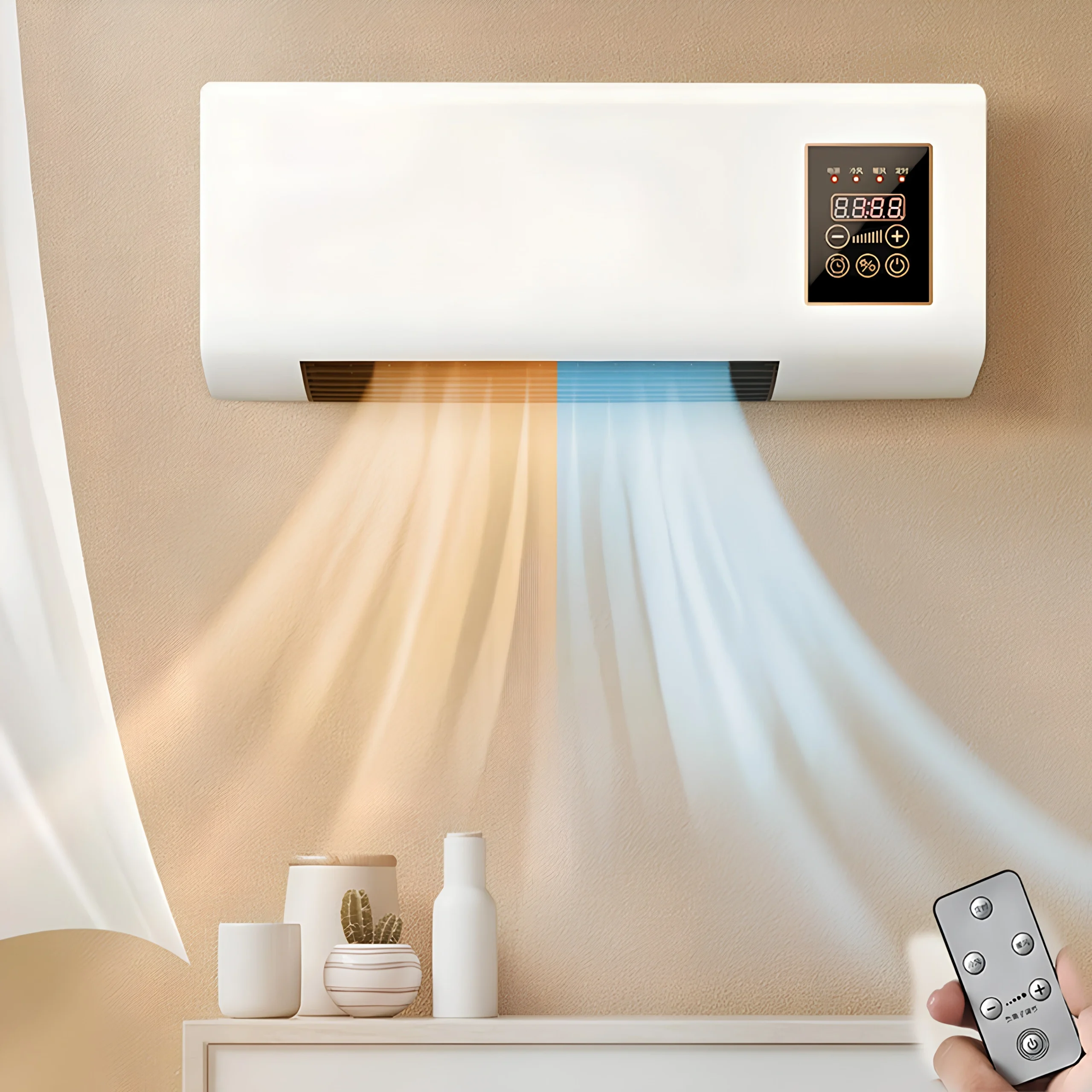 2en1 Climatisseur & chauffage  Froid/Chaud Mural Portable Intelligent Avec Télécommande Et Ecran tactile 2000W (USA Quality)