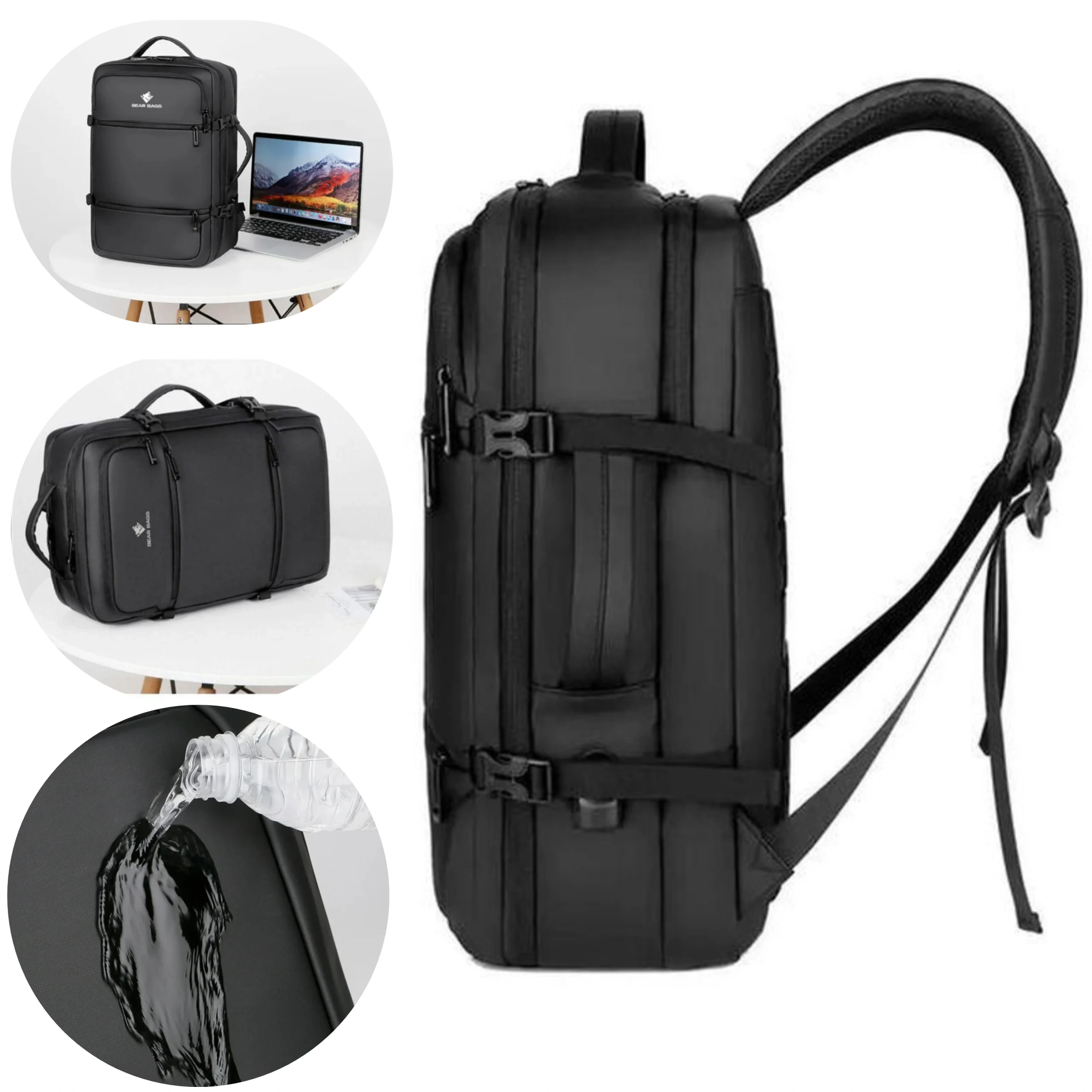 Guardian BearBags® – Sac À Dos 4-En-1 Extensible Ordinateur Étanche 45L Pour Ordinateur Portable Chargement USB