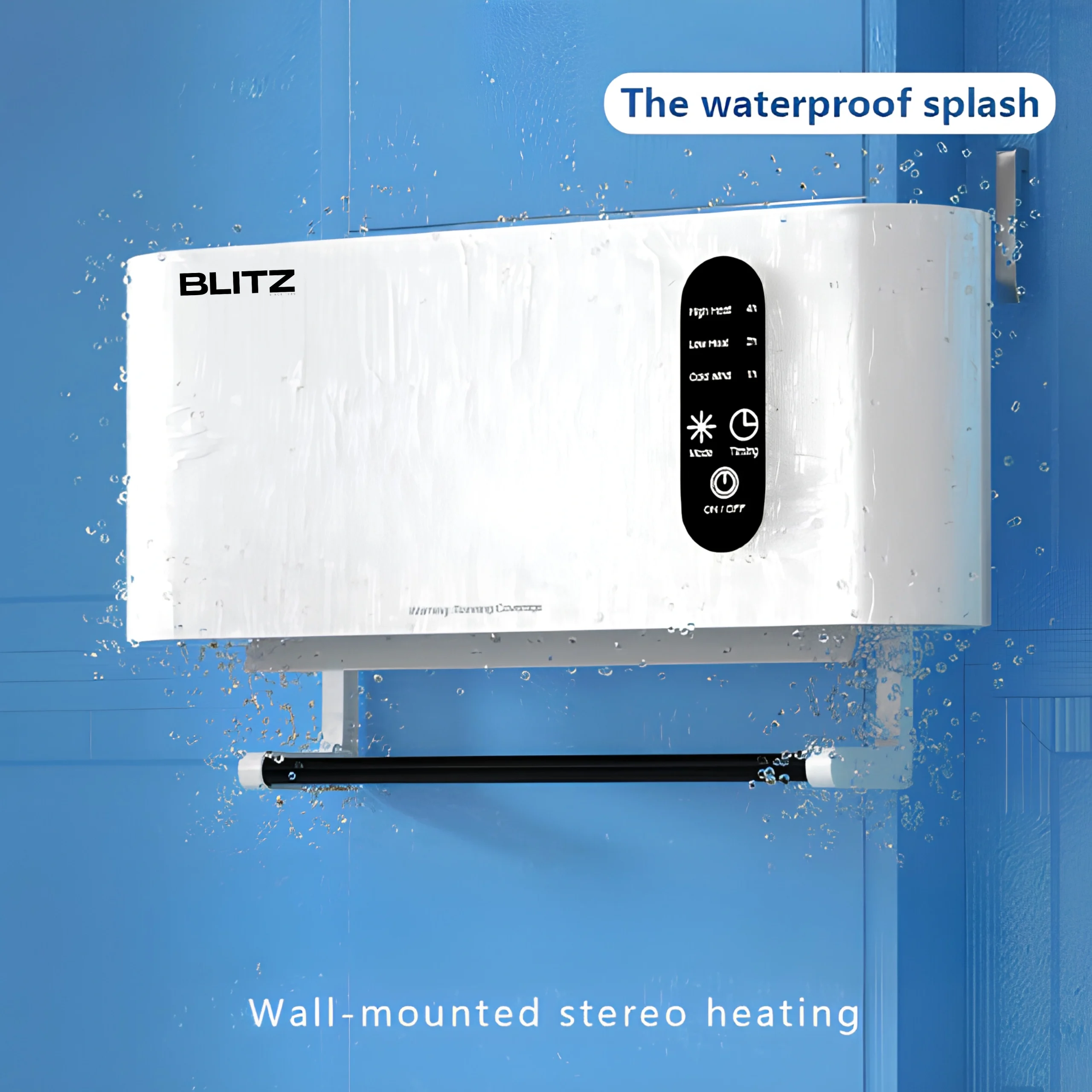 Blitz - Electric Wall Mounted PTC Heater Towel Heater White Color WIth Towel Rack Remote Control - Tunisie