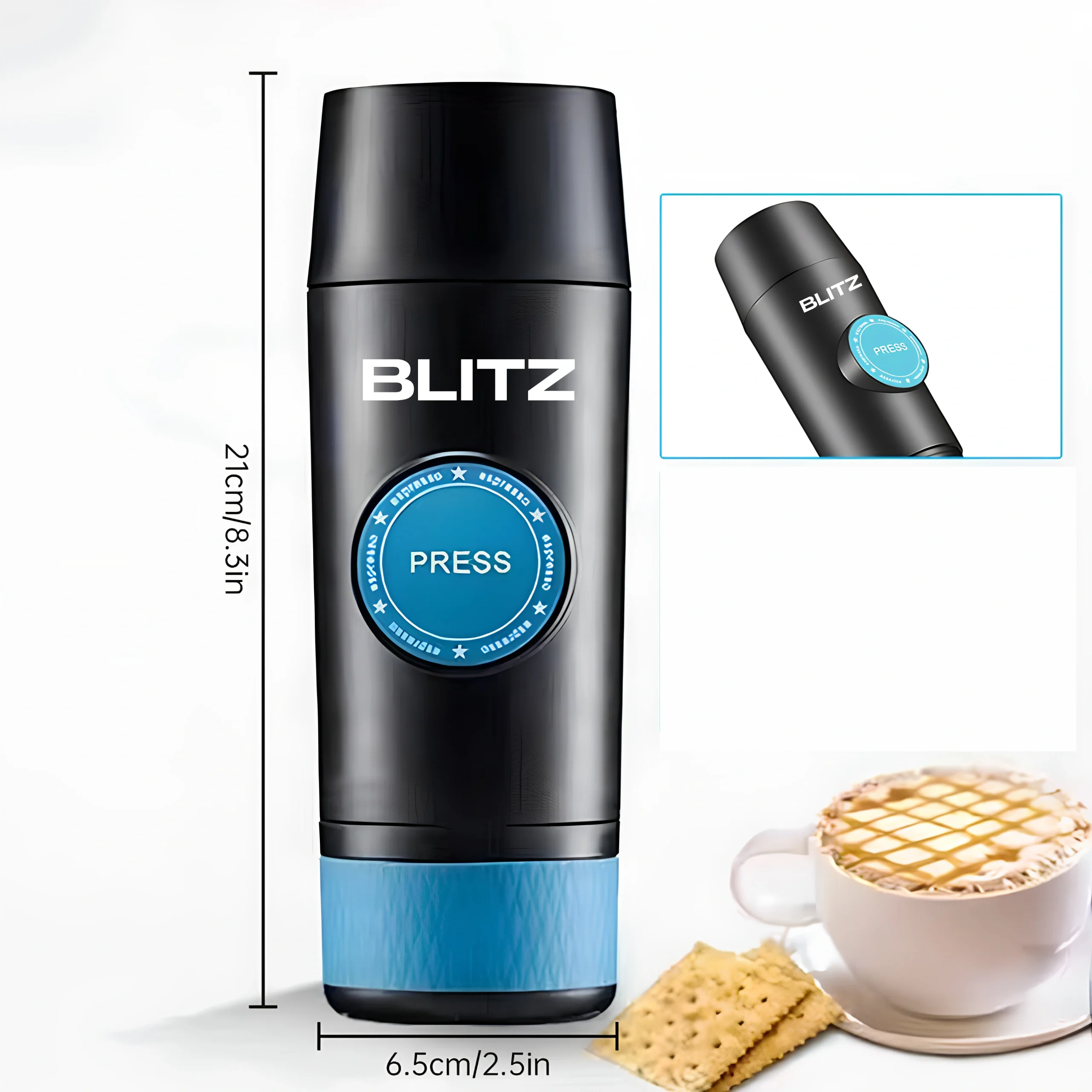 BLITZ – 4en1 Machine à café expresso Rechargeable portable sans fil avec bac à poudre/capsule brassage automatique, batterie 8h