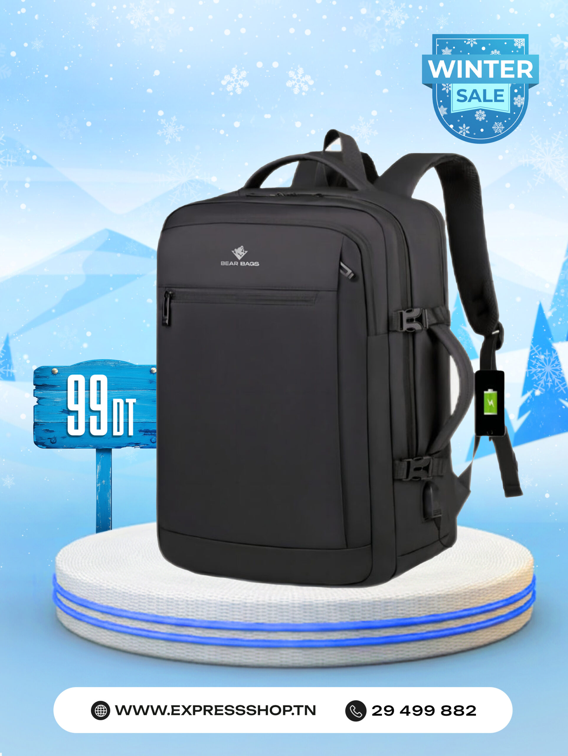 Sac À Dos Voyage Ordinateur Étanche Chargement USB Homme Femme Ordinateur