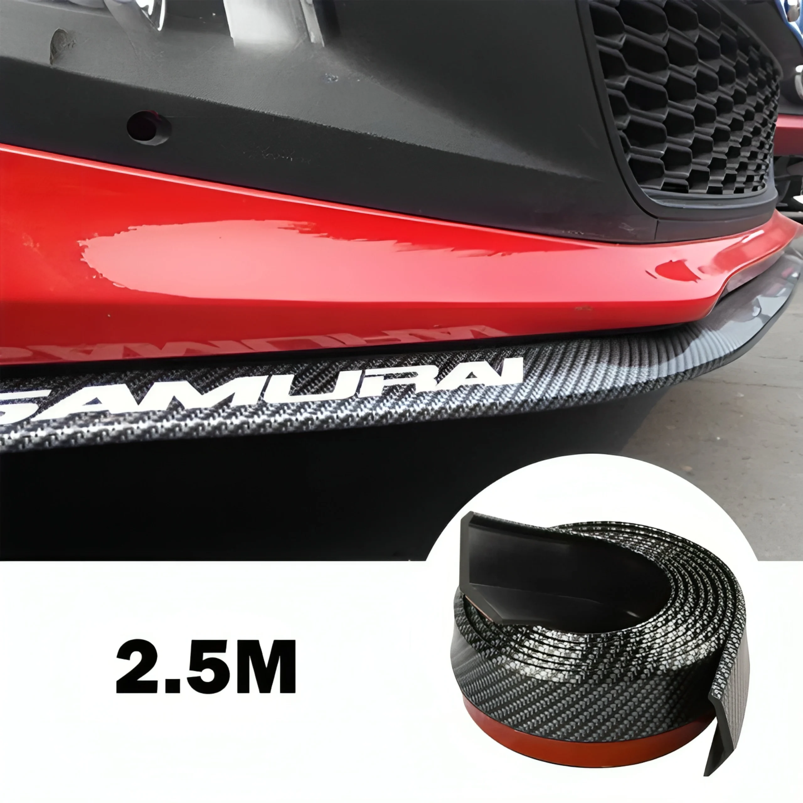 Lèvre de protection Multifonction universelle 2.5M en fibre de carbone Samurai pour voiture