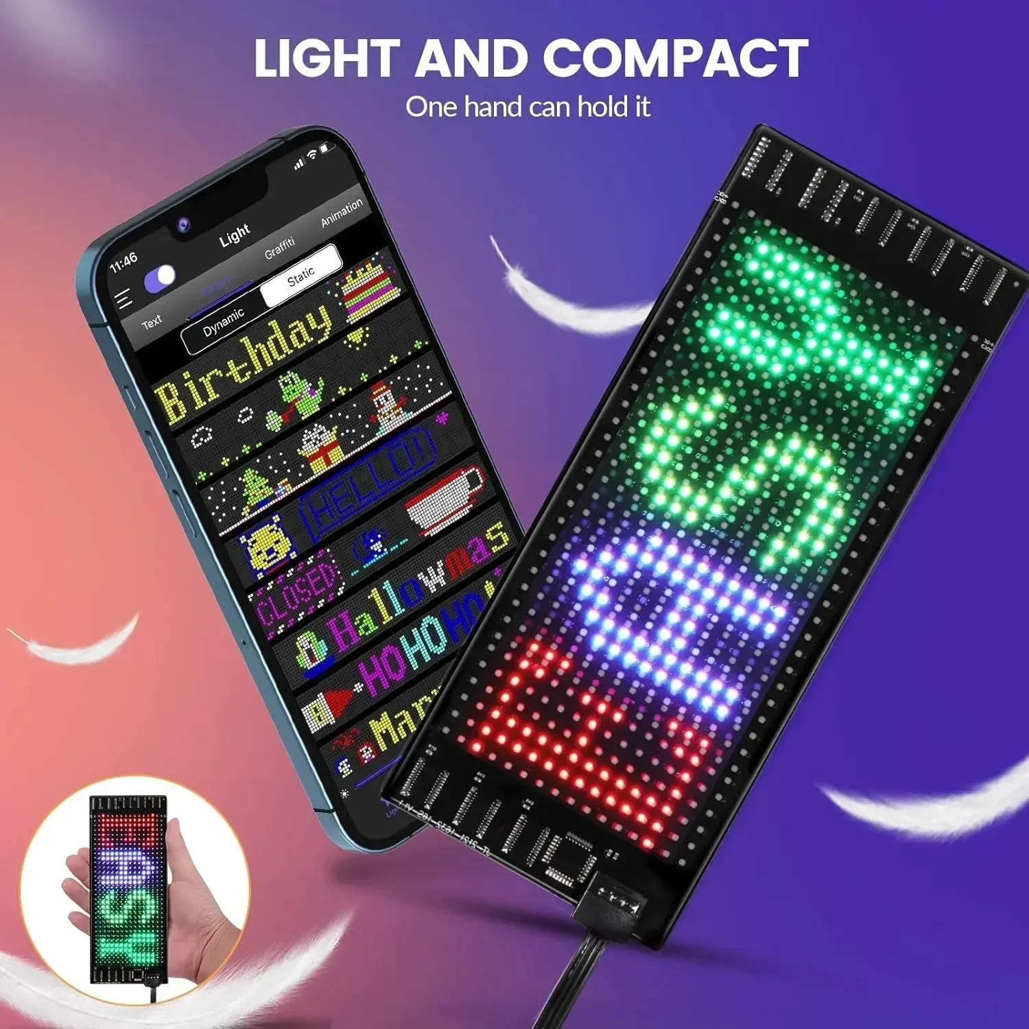 Multifonction Panneau d'affichage LED Flexible et Étanche Programmable par Application avec Télécommande