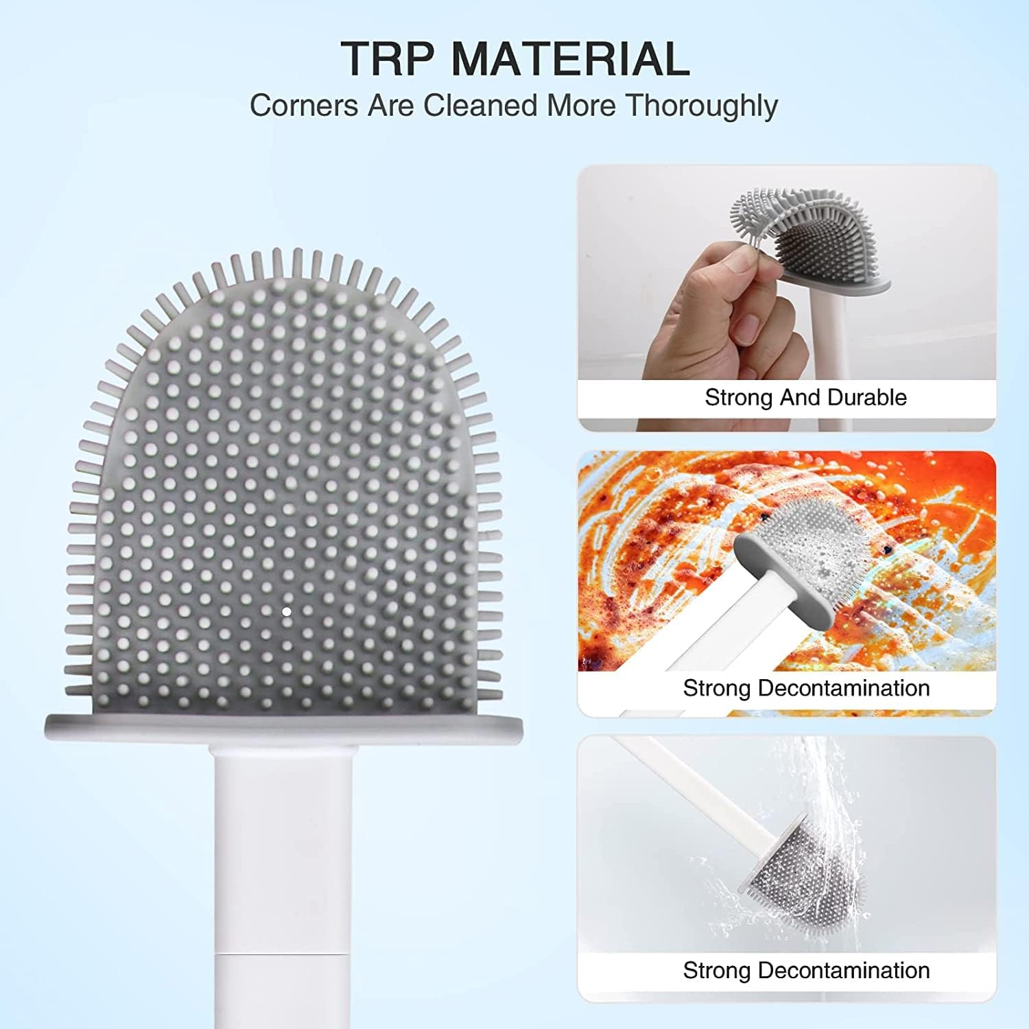 3en1 Brosse de Toilette en Silicone avec Support Mural Hygiénique et Moderne