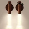 3en1 Veilleuse Murale LED en Bois Magnétique Sans Fil et Rechargeable avec Détecteur de Mouvement