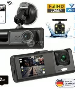 3en1 BlackVue™ X3 RoadGuard 360 Pro FHD 1296P 3 DashCam wifi controle distance  avec carte memoire
