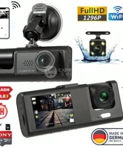 3en1 BlackVue™ X3 RoadGuard 360 Pro FHD 1296P 3 DashCam wifi controle distance  avec carte memoire