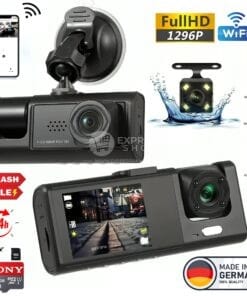 3en1 BlackVue™ X3 RoadGuard 360 Pro FHD 1296P 3 DashCam wifi controle distance  avec carte memoire