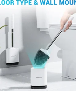 3en1 Brosse de Toilette en Silicone avec Support Mural Hygiénique et Moderne