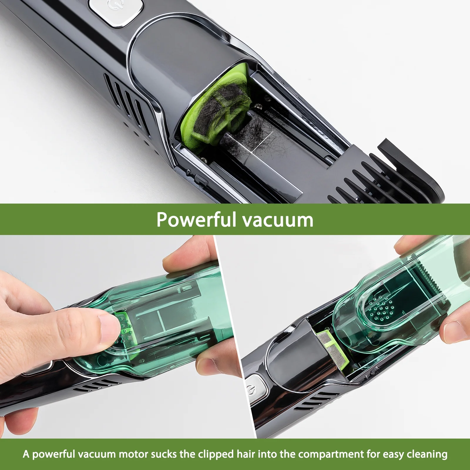 Blitz® -2 En 1 Tondeuse sans fil avec Aspiration Intégrée Rechargeable et Étanche Pour Un Rasage Propre et Précis