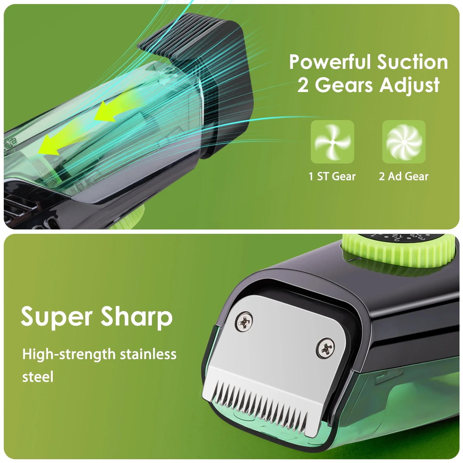 Blitz® -2 En 1 Tondeuse sans fil avec Aspiration Intégrée Rechargeable et Étanche Pour Un Rasage Propre et Précis
