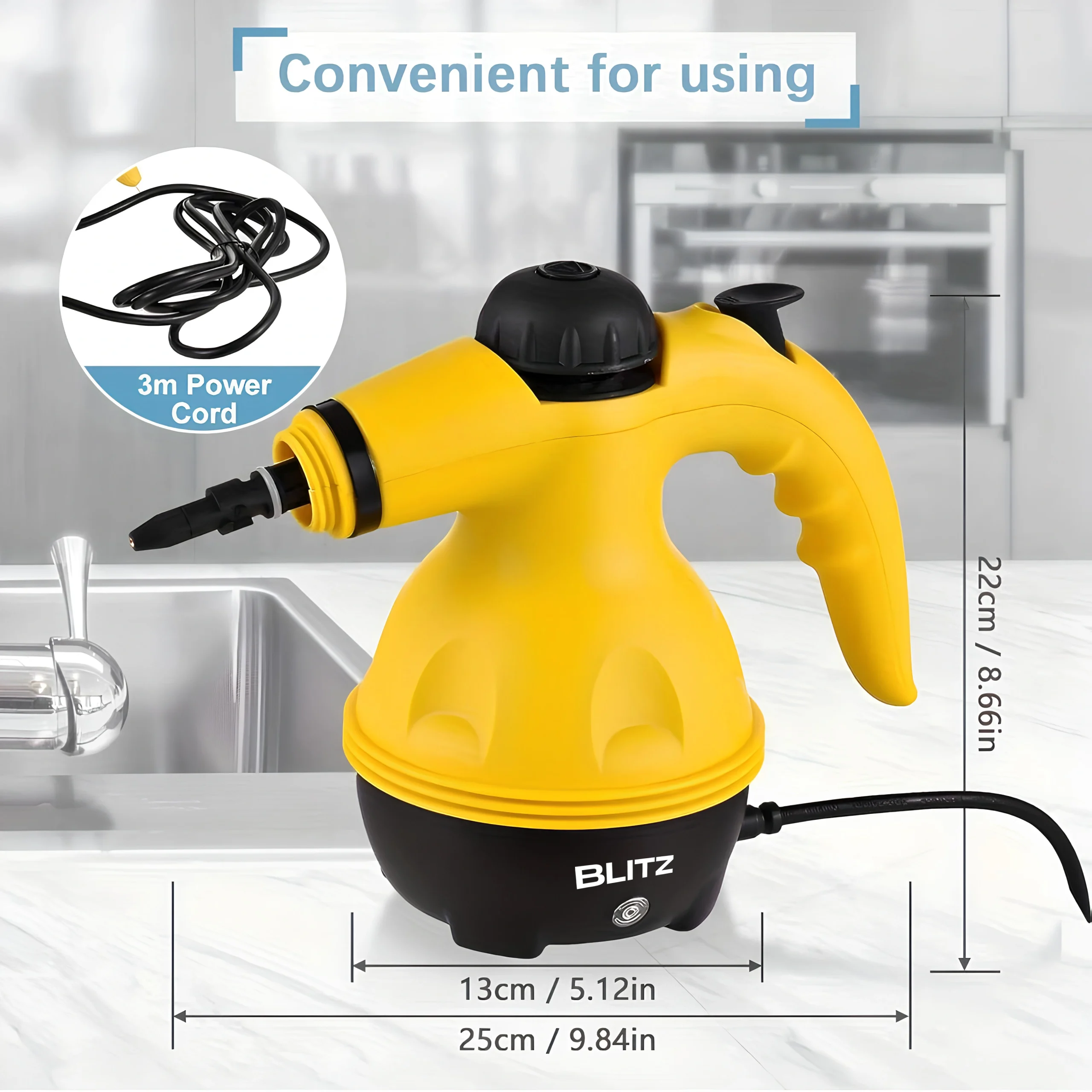 Blitz® - 9 En 1 Nettoyeur Vapeur à Main à Haute Pression Portable Et Multifonction Pour Un Nettoyage Écologique