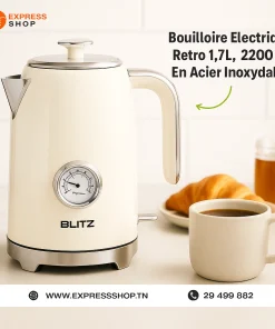 Blitz® - Bouilloire Électrique Rétro En Acier Inoxydable À Ébullition Rapide De 2200 W Et Capacité De 1,7L (Crème Vintage)