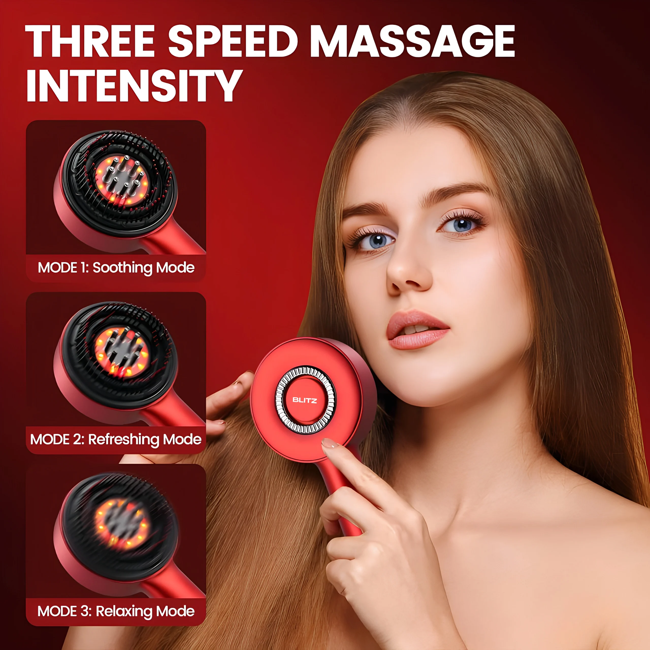 Blitz® - 3 En 1 Brosse De Massage Électrique Étanche Et Rechargeable Pour Relaxation Et Croissance Des Cheveux
