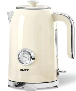Blitz® - Bouilloire Électrique Rétro En Acier Inoxydable À Ébullition Rapide De 2200 W Et Capacité De 1,7L (Crème Vintage)