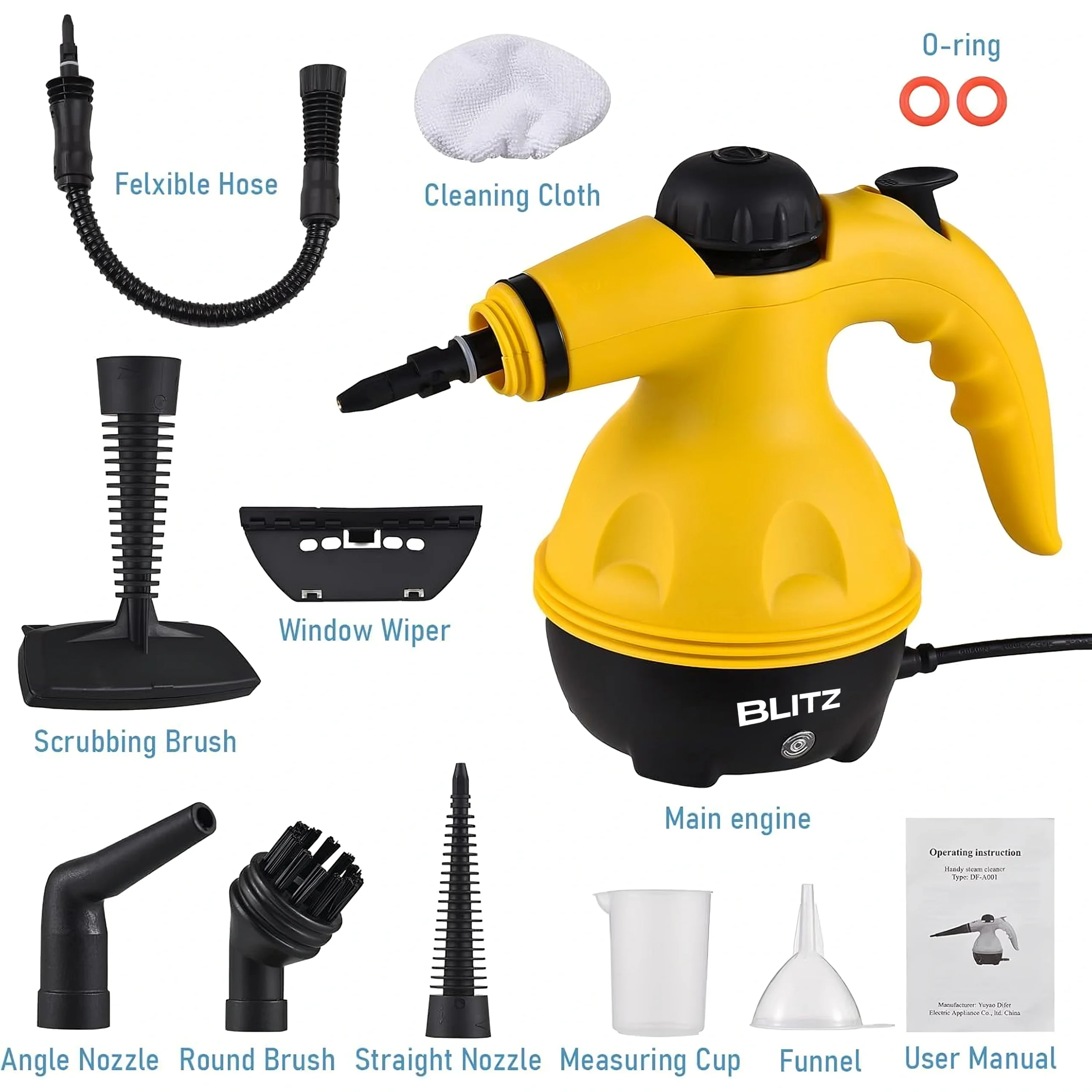Blitz® - 9 En 1 Nettoyeur Vapeur à Main à Haute Pression Portable Et Multifonction Pour Un Nettoyage Écologique