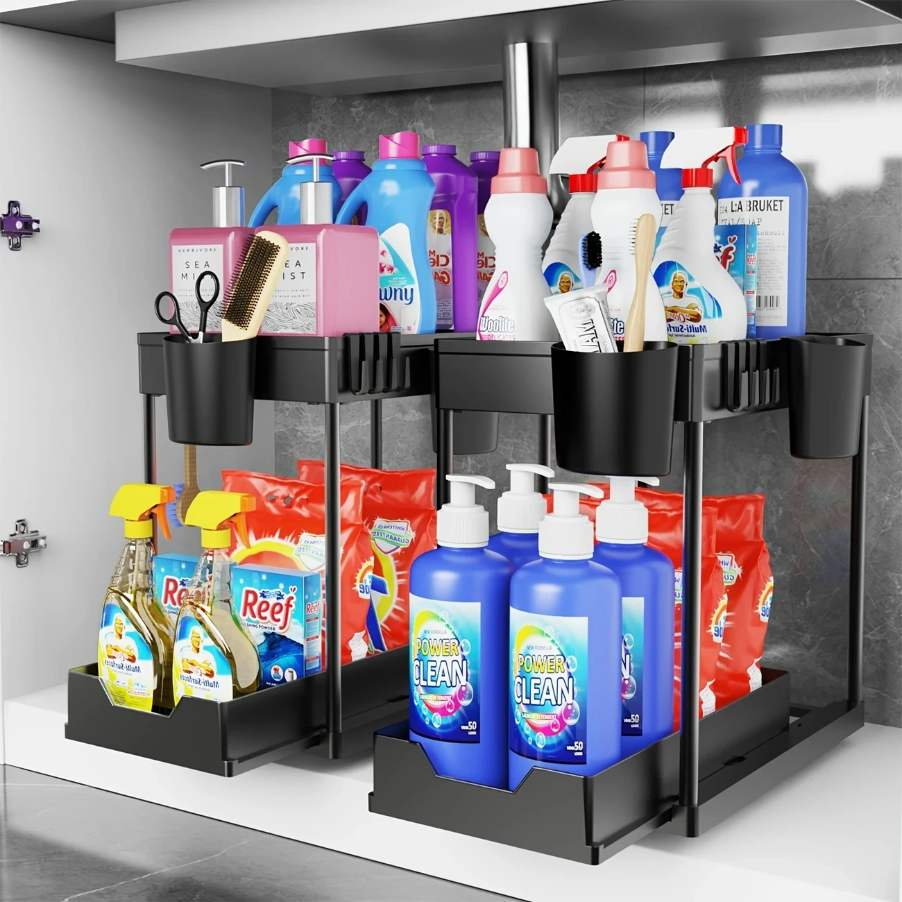 Organisateur Sous Évier 2 Niveaux Avec Tiroirs Coulissants – Rangement Cuisine & Salle De Bain Multifonction