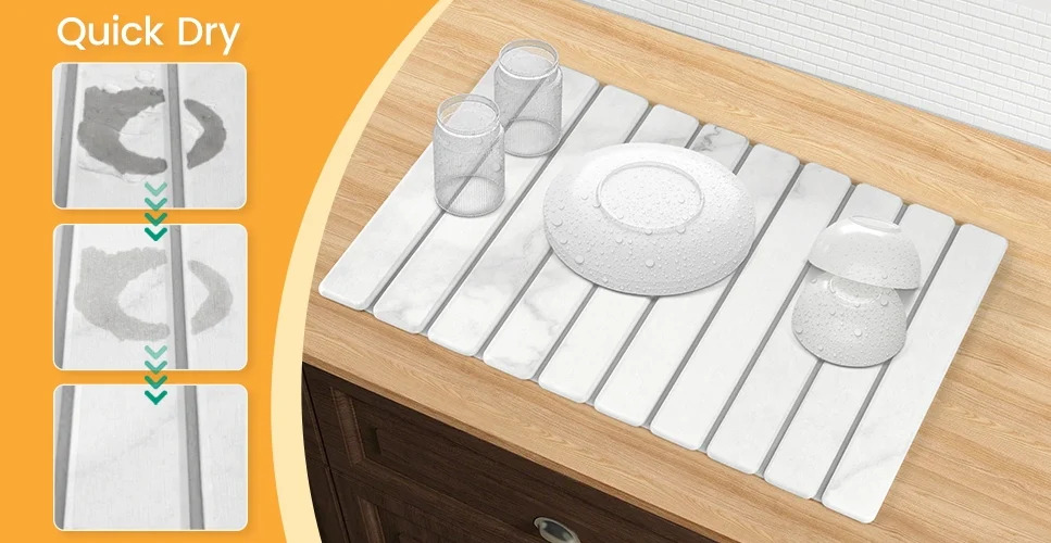 Tapis Égouttoir Vaisselle Absorbant Antidérapant - Séchage Rapide & Lavable Pour Cuisine