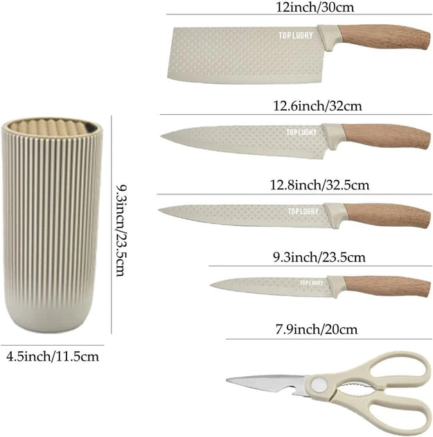 Set de 5 Couteaux de Cuisine en Acier Inoxydable avec Support | Lames Anti-Rouille Ultra-Tranchantes