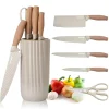 Set de 5 Couteaux de Cuisine en Acier Inoxydable avec Support | Lames Anti-Rouille Ultra-Tranchantes pour Maison et Restaurant