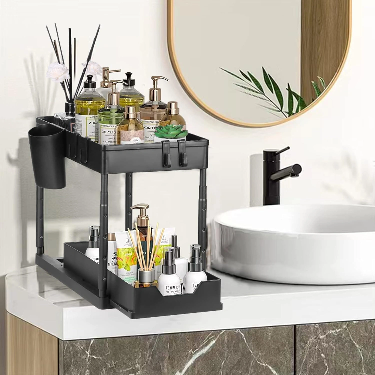 Organisateur Sous Évier 2 Niveaux Avec Tiroirs Coulissants – Rangement Cuisine & Salle De Bain Multifonction