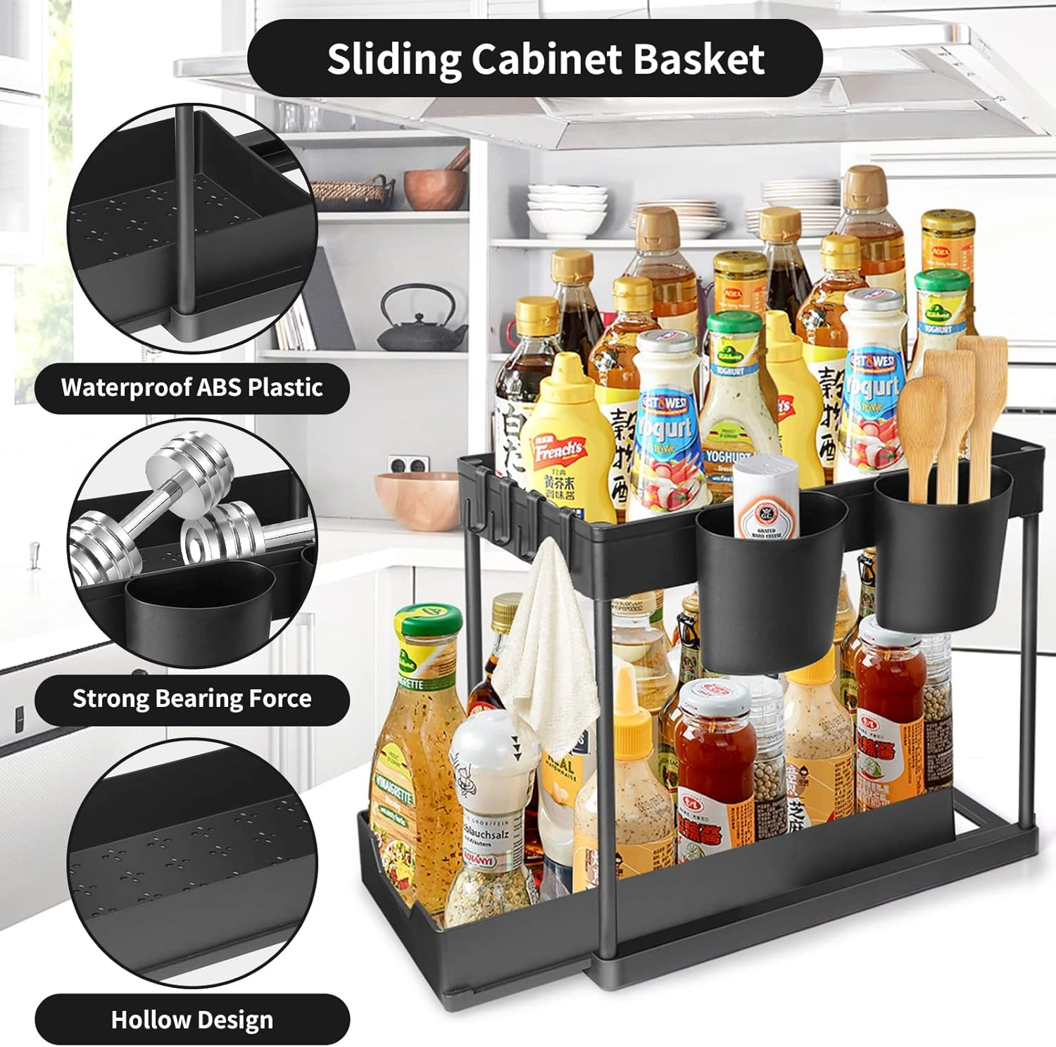 Organisateur Sous Évier 2 Niveaux Avec Tiroirs Coulissants – Rangement Cuisine & Salle De Bain Multifonction