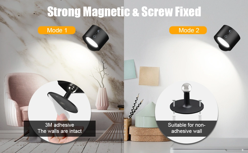 Applique LED Murale Sans Fil Rechargeable Avec Télécommande – Éclairage Tactile & Pivotant 360°