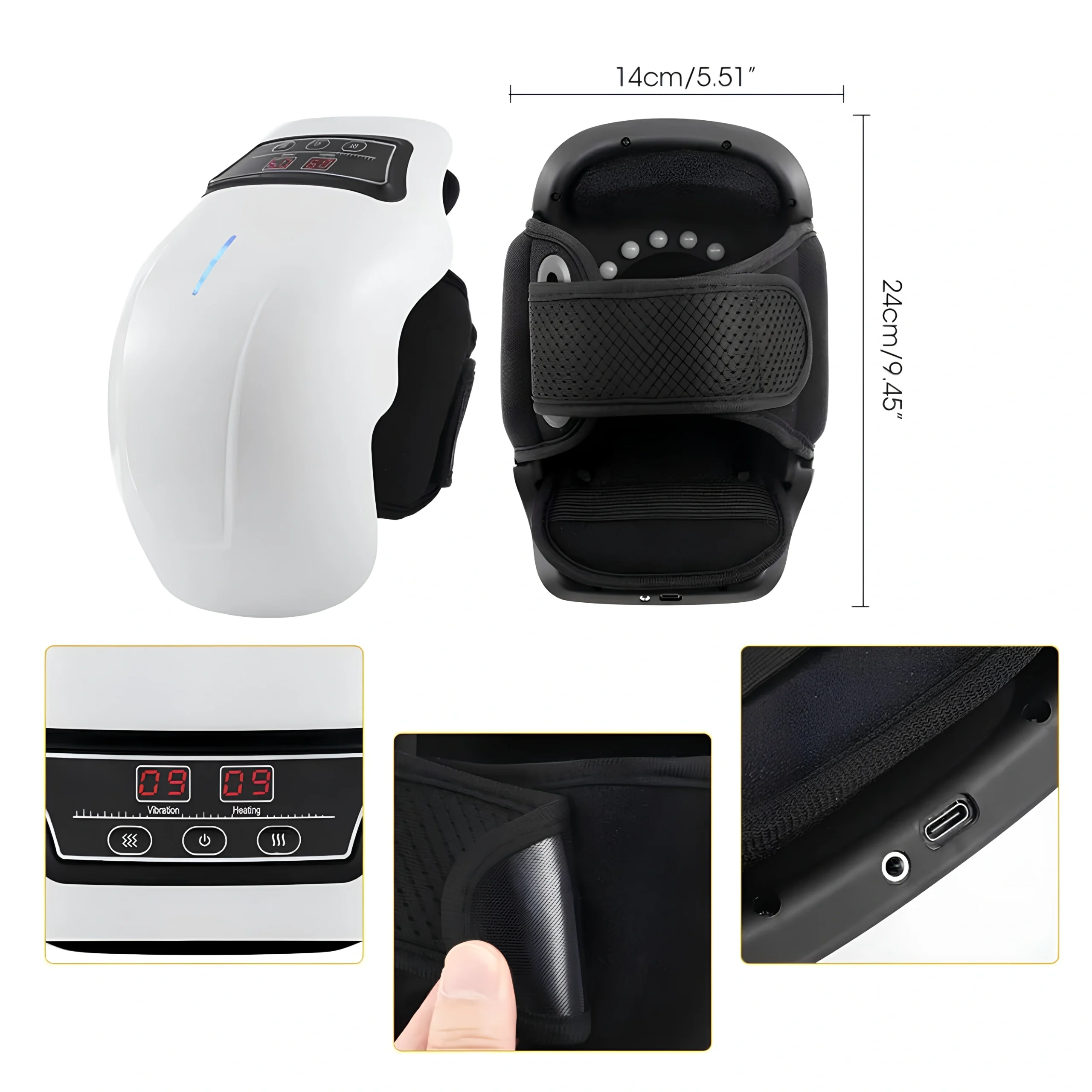 3 En 1 Masseur de Genoux Intelligent Sans Fil Chauffant Et Vibrant pour Douleurs Articulaires Avec 9 Modes De Massage