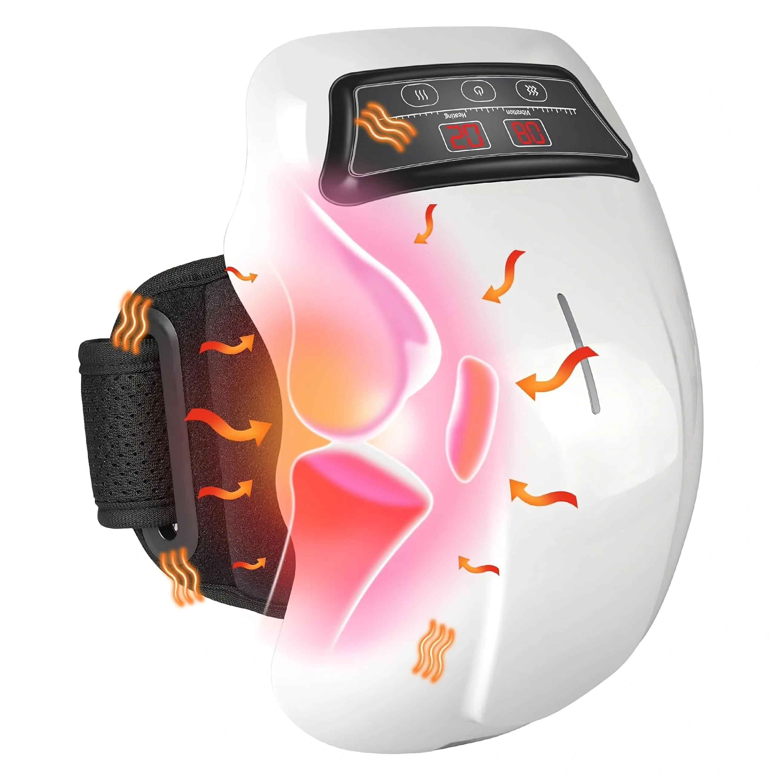 3 En 1 Masseur de Genoux Intelligent Sans Fil Chauffant Et Vibrant pour Douleurs Articulaires Avec 9 Modes De Massage