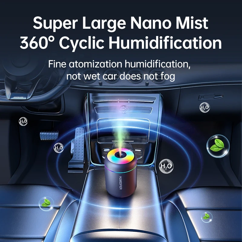 2 En 1 Humidificateur d'Air Et Diffuseur d'Arômes Huiles Essentielles 180ml Avec Lumière LED Pour Maison Et Voiture