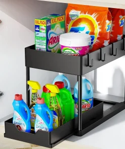 Organisateur Sous Évier 2 Niveaux Avec Tiroirs Coulissants – Rangement Cuisine & Salle De Bain Multifonction