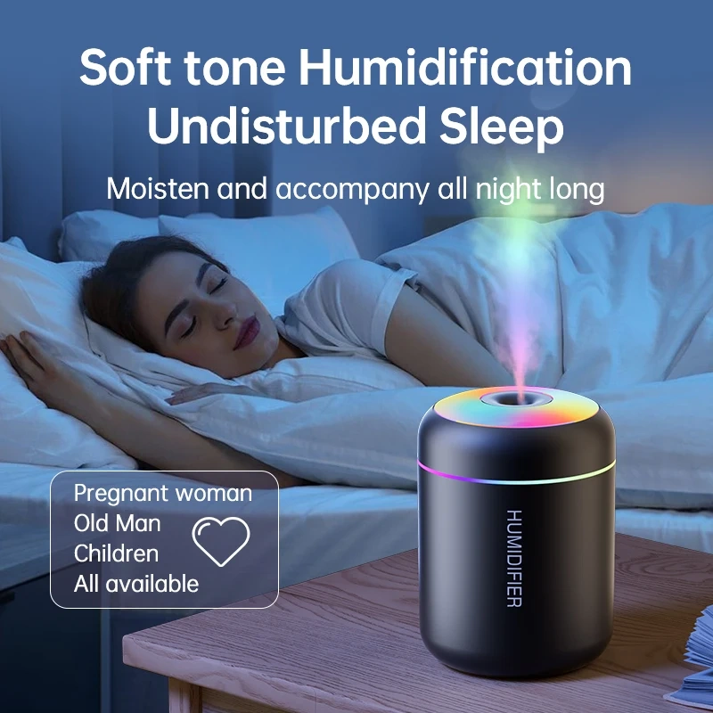 2 En 1 Humidificateur d'Air Et Diffuseur d'Arômes Huiles Essentielles 180ml Avec Lumière LED Pour Maison Et Voiture