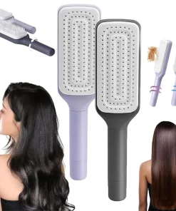 Brosse Cheveux Auto-Nettoyante Rotative - Anti-nœuds & Anti-statique Idéale Pour Tous Types De Cheveux