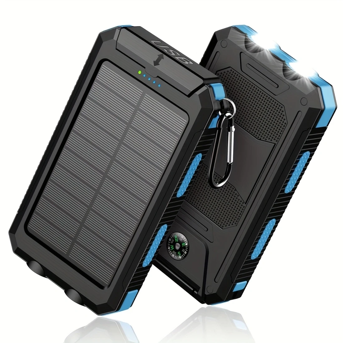 Power Bank Solaire 20000mAh Étanche Avec LED Ultra-Puissante Et 2 Ports USB Idéal Camping & Urgence