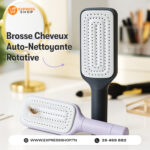 2en1 Brosse Cheveux Auto-Nettoyante Rotative - Anti-nœuds & Anti-statique