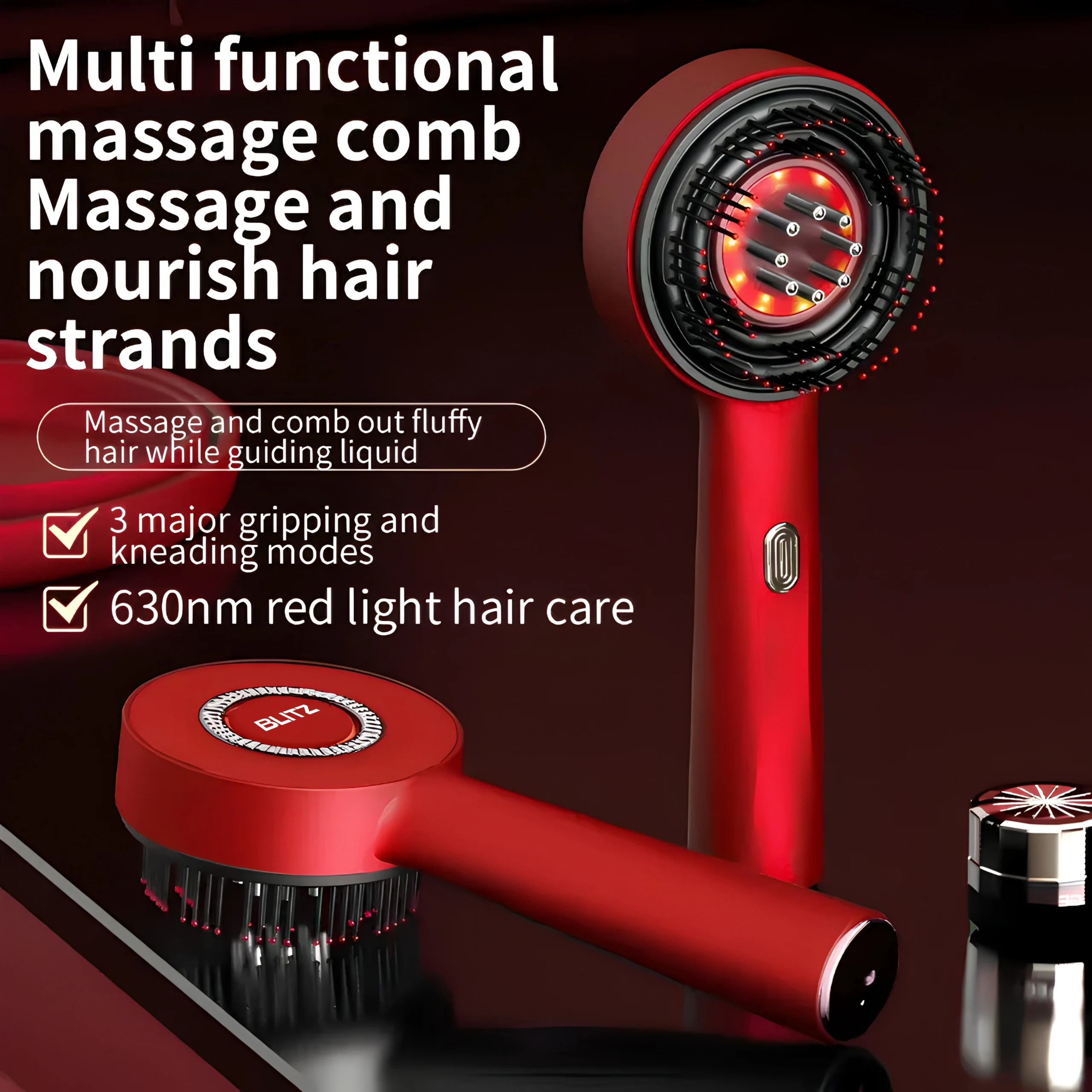 Blitz® - 3 En 1 Brosse De Massage Électrique Étanche Et Rechargeable Pour Relaxation Et Croissance Des Cheveux